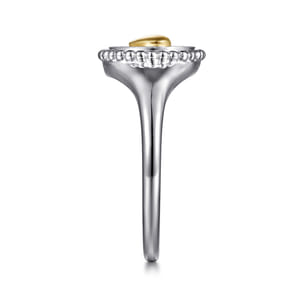 14K Yellow Gold  925 Sterling Silver Bujukan Heart Medallion Ladies Ring