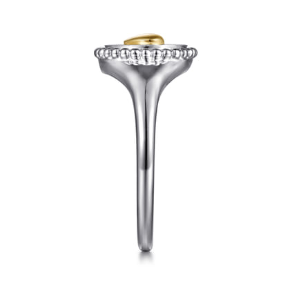 14K Yellow Gold  925 Sterling Silver Bujukan Heart Medallion Ladies Ring