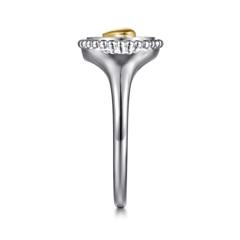14K Yellow Gold  925 Sterling Silver Bujukan Heart Medallion Ladies Ring - Shot 4