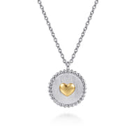 14K Yellow Gold  925 Sterling Silver Bujukan Heart Medallion Pendant Necklace
