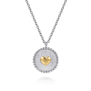 14K Yellow Gold  925 Sterling Silver Bujukan Heart Medallion Pendant Necklace