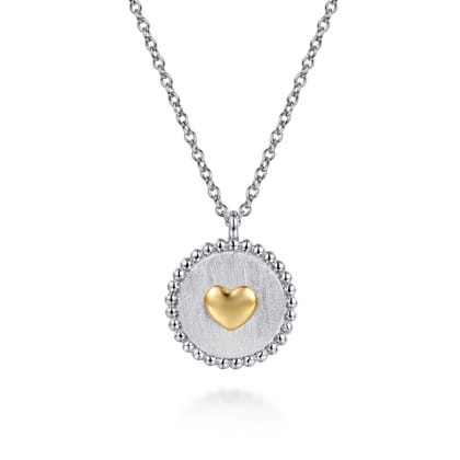 14K Yellow Gold  925 Sterling Silver Bujukan Heart Medallion Pendant Necklace