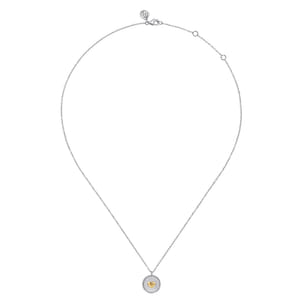 14K Yellow Gold  925 Sterling Silver Bujukan Heart Medallion Pendant Necklace