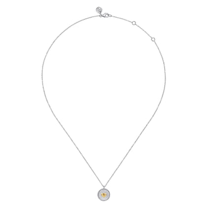 14K Yellow Gold  925 Sterling Silver Bujukan Heart Medallion Pendant Necklace