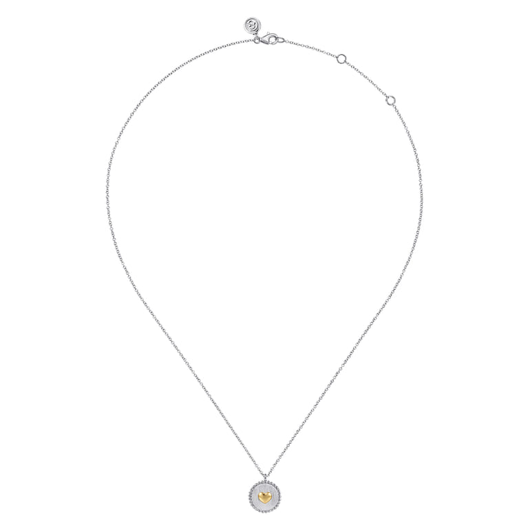 14K Yellow Gold  925 Sterling Silver Bujukan Heart Medallion Pendant Necklace - Shot 2