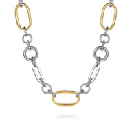 14K Yellow Gold  925 Sterling Silver Bujukan Link Chain Necklace