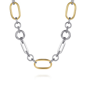 14K Yellow Gold  925 Sterling Silver Bujukan Link Chain Necklace