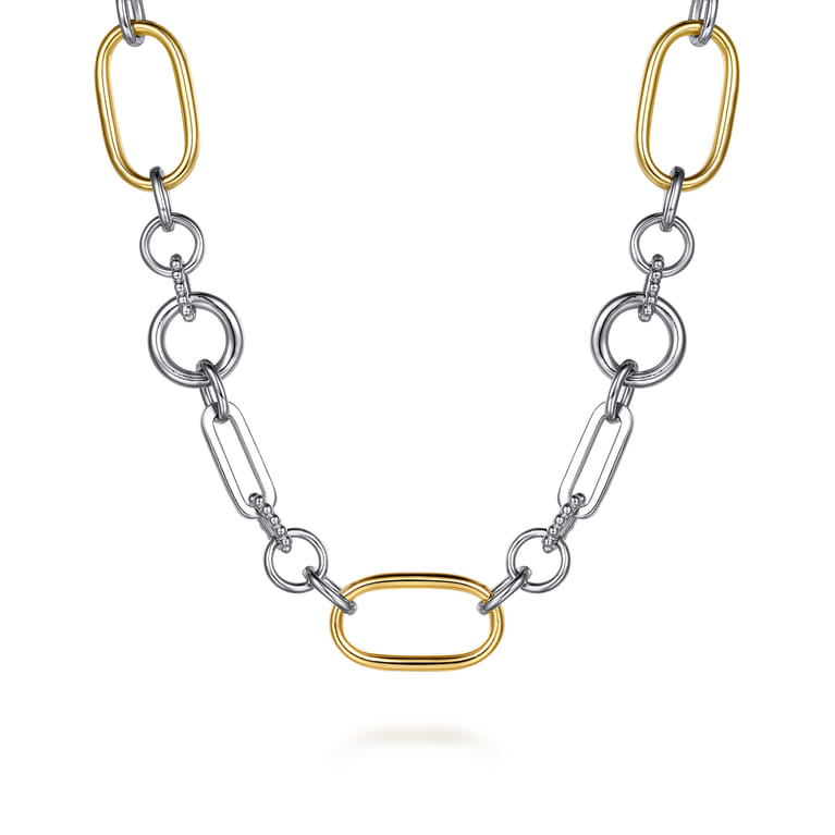 14K Yellow Gold  925 Sterling Silver Bujukan Link Chain Necklace - Shot 1