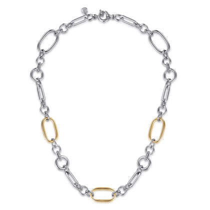 14K Yellow Gold  925 Sterling Silver Bujukan Link Chain Necklace