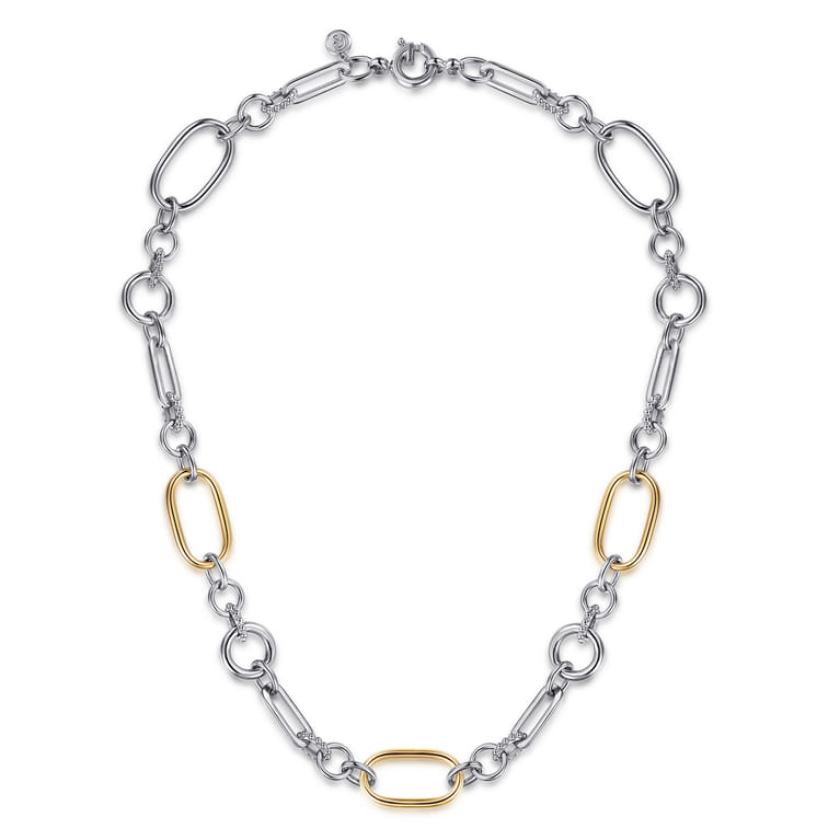 14K Yellow Gold  925 Sterling Silver Bujukan Link Chain Necklace - Shot 2