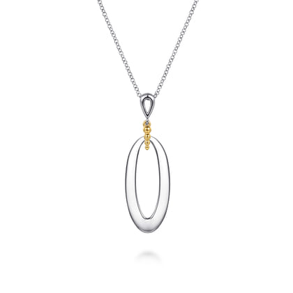 14K Yellow Gold  925 Sterling Silver Bujukan Pendant Drop Necklace