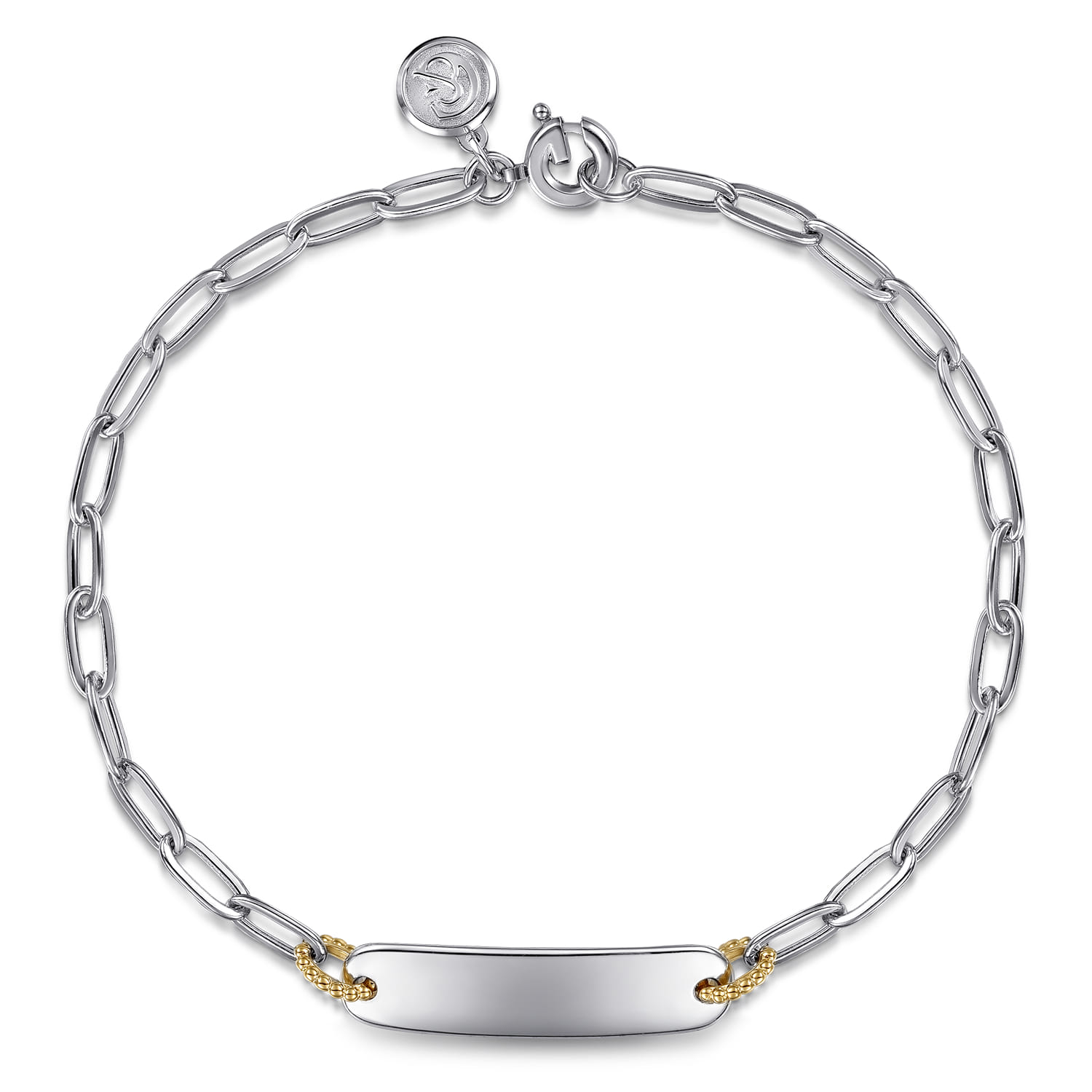 14K Yellow Gold  925 Sterling Silver Bujukan Personalize Bar Link Chain Bracelet - Shot 1