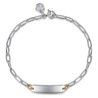 14K Yellow Gold  925 Sterling Silver Bujukan Personalize Bar Link Chain Bracelet