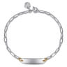 14K Yellow Gold  925 Sterling Silver Bujukan Personalize Bar Link Chain Bracelet