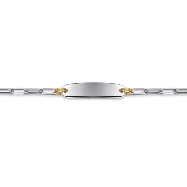 14K Yellow Gold  925 Sterling Silver Bujukan Personalize Bar Link Chain Bracelet - Shot 2