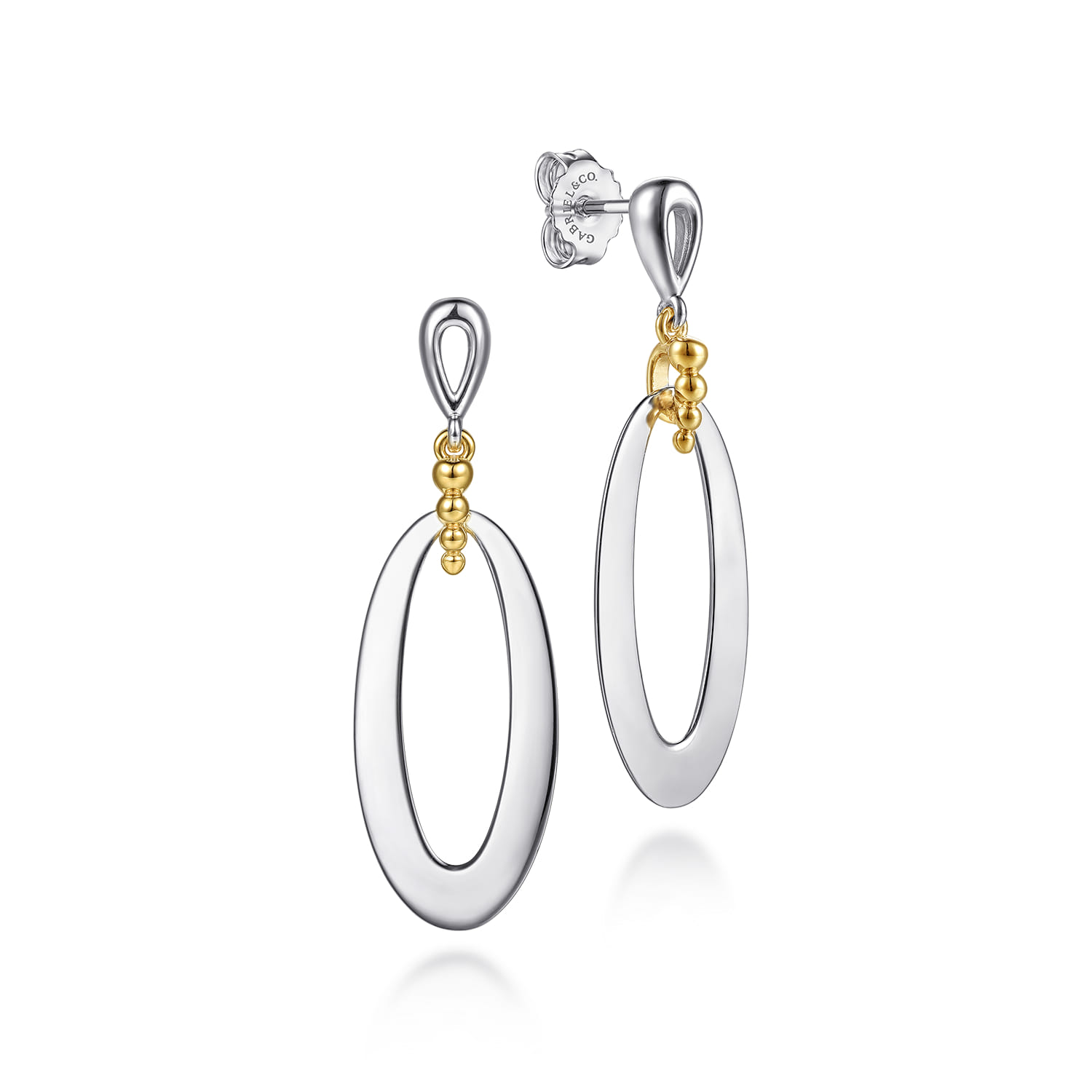 14K Yellow Gold  925 Sterling Silver Bujukan Stud Drop Earrings - Shot 1