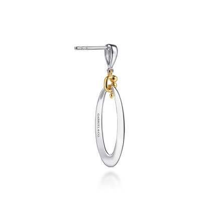 14K Yellow Gold  925 Sterling Silver Bujukan Stud Drop Earrings