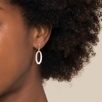 14K Yellow Gold  925 Sterling Silver Bujukan Stud Drop Earrings