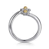 14K Yellow Gold  925 Sterling Silver Diamond Flower Bypass Ring - 0.1 ct