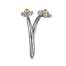 14K Yellow Gold  925 Sterling Silver Diamond Flower Bypass Ring - 0.1 ct