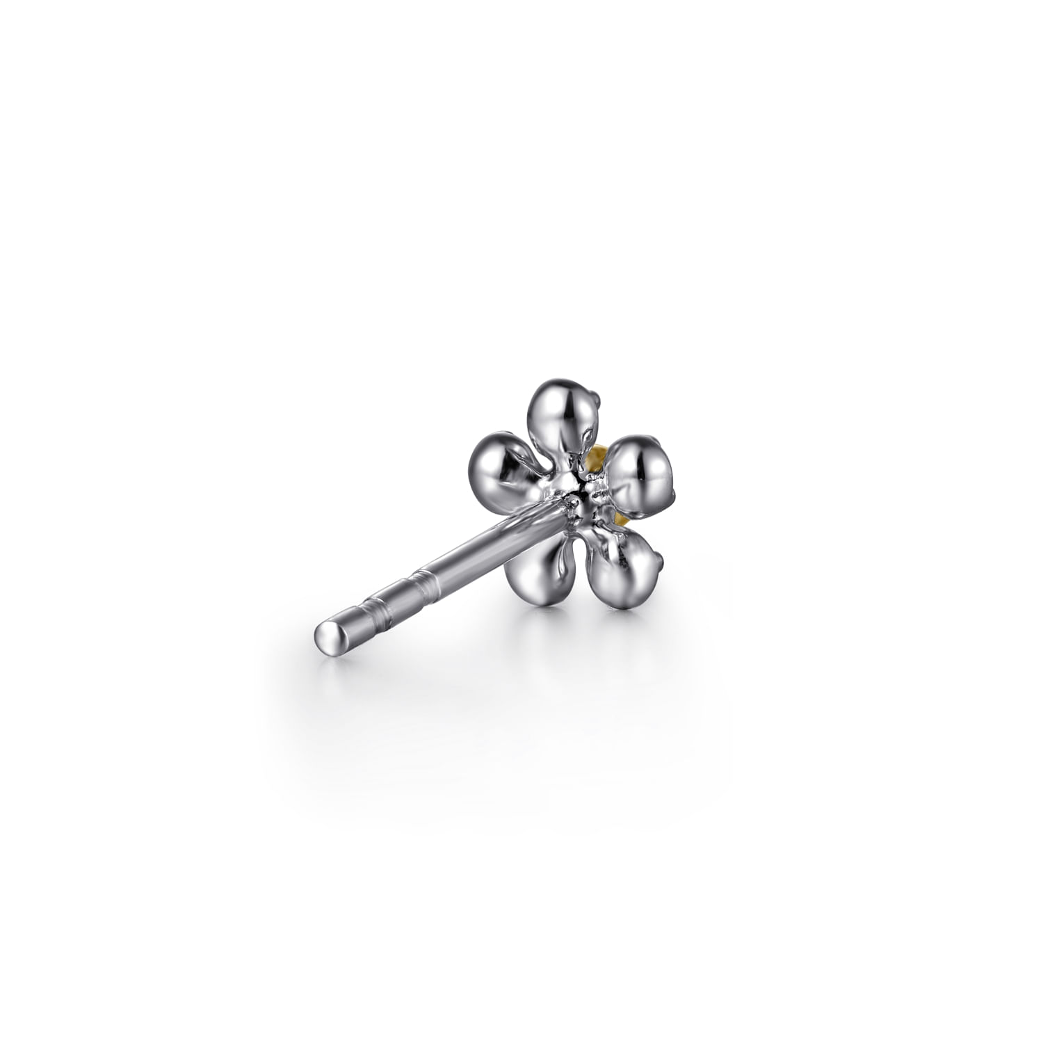 14K Yellow Gold  925 Sterling Silver Diamond Flower Stud Earrings