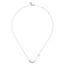 14K Yellow Gold  925 Sterling Silver Diamond Moon and Star Pendant Necklace - 0.12 ct