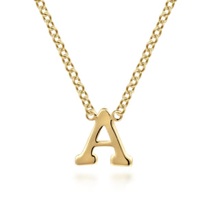 14K Yellow Gold A Initial Necklace
