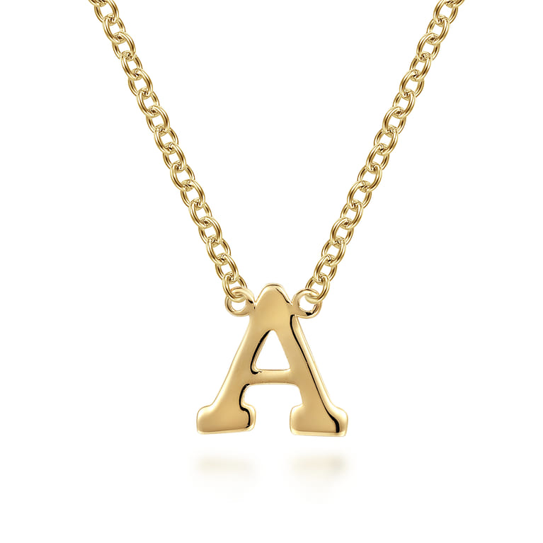 14K Yellow Gold A Initial Necklace - Shot 1