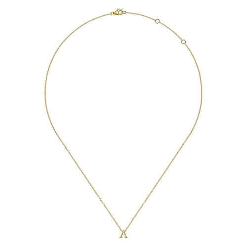 14K Yellow Gold A Initial Necklace - Shot 2