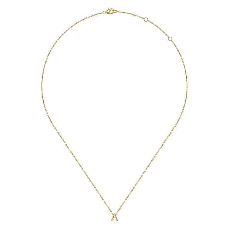 14K Yellow Gold A Initial Necklace - Shot 2
