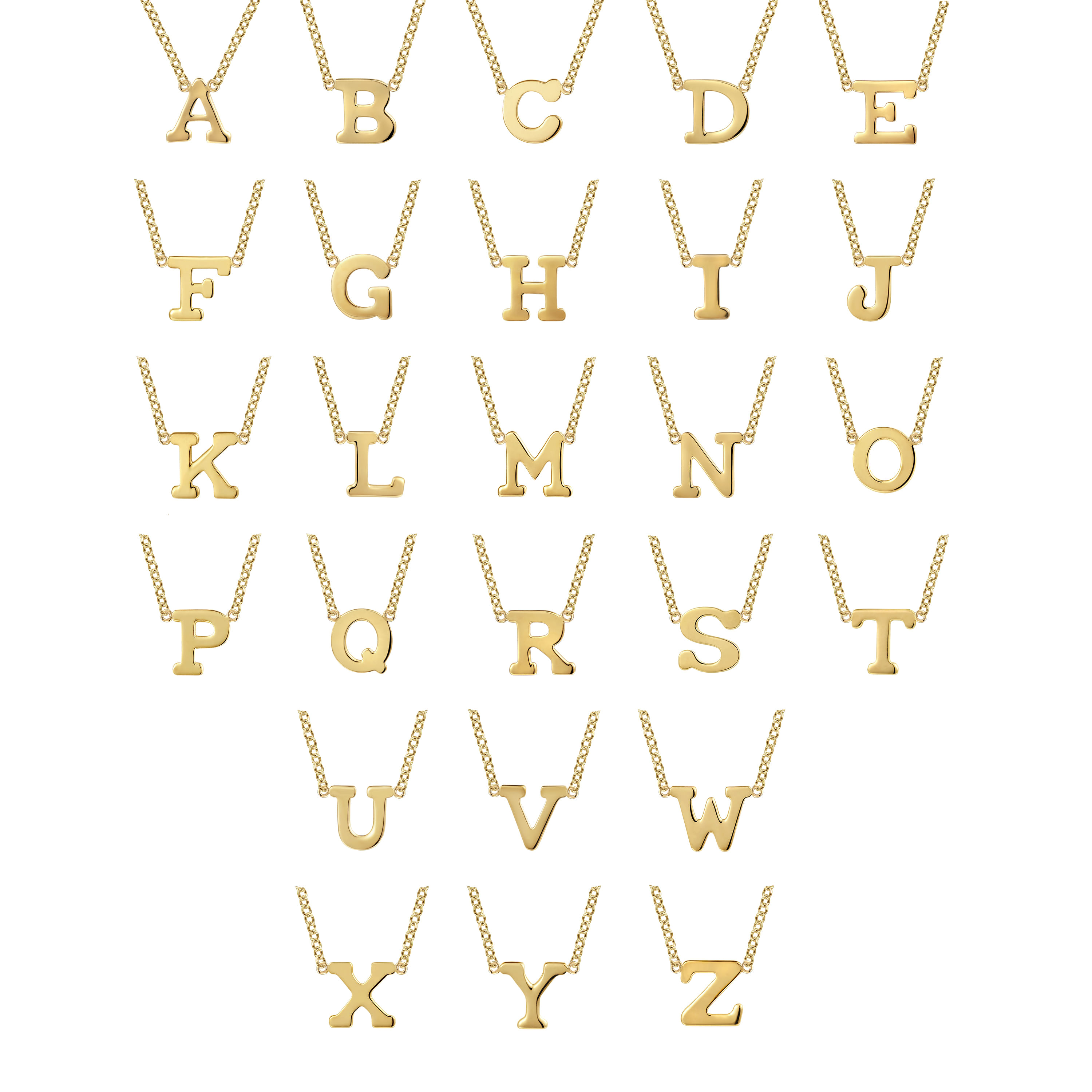 14K Yellow Gold A Initial Necklace - Shot 4