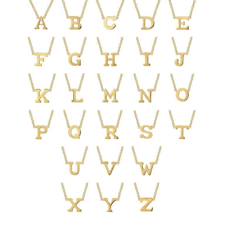 14K Yellow Gold A Initial Necklace - Shot 4
