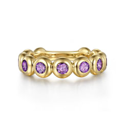 14K Yellow Gold AM - Amethyst Ladies Ring