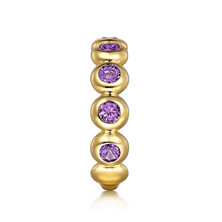 14K Yellow Gold AM - Amethyst Ladies Ring