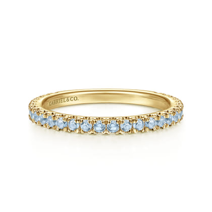 14K Yellow Gold AQ - Aquamarine Ladies Ring