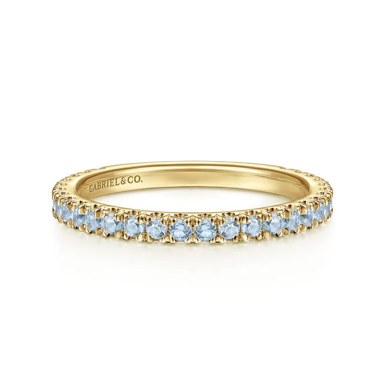 14K Yellow Gold AQ - Aquamarine Ladies Ring - Shot 1