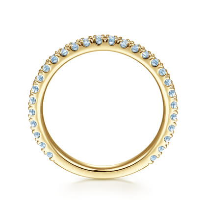 14K Yellow Gold AQ - Aquamarine Ladies Ring