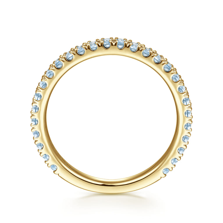 14K Yellow Gold AQ - Aquamarine Ladies Ring - Shot 2