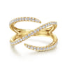 14K Yellow Gold Abstract Diamond Bypass Wrap Ring - 0.4 ct