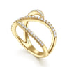 14K Yellow Gold Abstract Diamond Bypass Wrap Ring - 0.4 ct