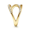 14K Yellow Gold Abstract Diamond Bypass Wrap Ring - 0.4 ct