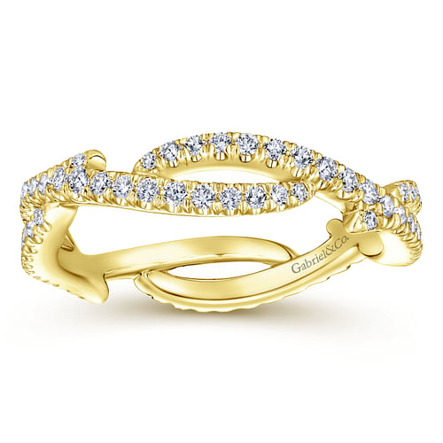14K Yellow Gold Abstract Twisted Diamond Eternity Ring - Shot 4
