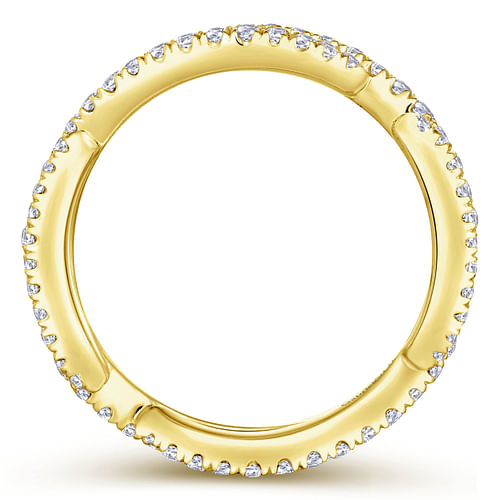 14K Yellow Gold Abstract Twisted Diamond Eternity Ring - Shot 2
