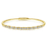 14K Yellow Gold Alternating Baguette and Round Diamond Bangle - 0.85 ct