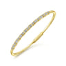 14K Yellow Gold Alternating Baguette and Round Diamond Bangle - 0.85 ct