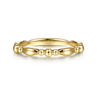 14K Yellow Gold Alternating Bar and Bujukan Bead Stackable Ring