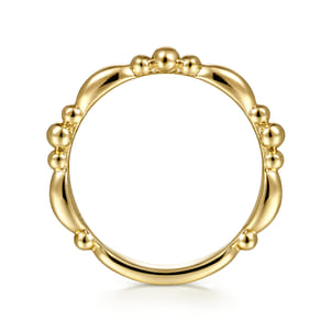 14K Yellow Gold Alternating Bar and Bujukan Bead Stackable Ring