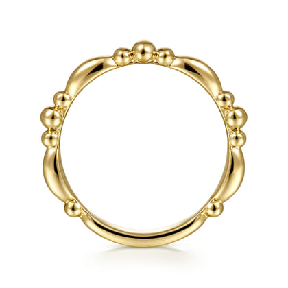 14K Yellow Gold Alternating Bar and Bujukan Bead Stackable Ring