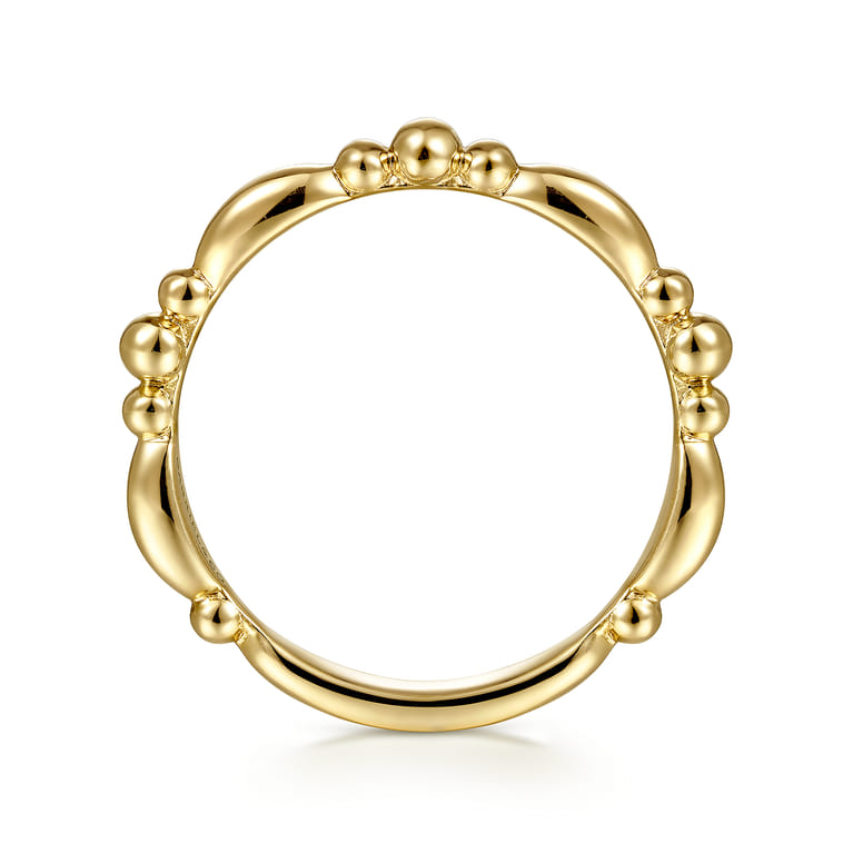 14K Yellow Gold Alternating Bar and Bujukan Bead Stackable Ring - Shot 2