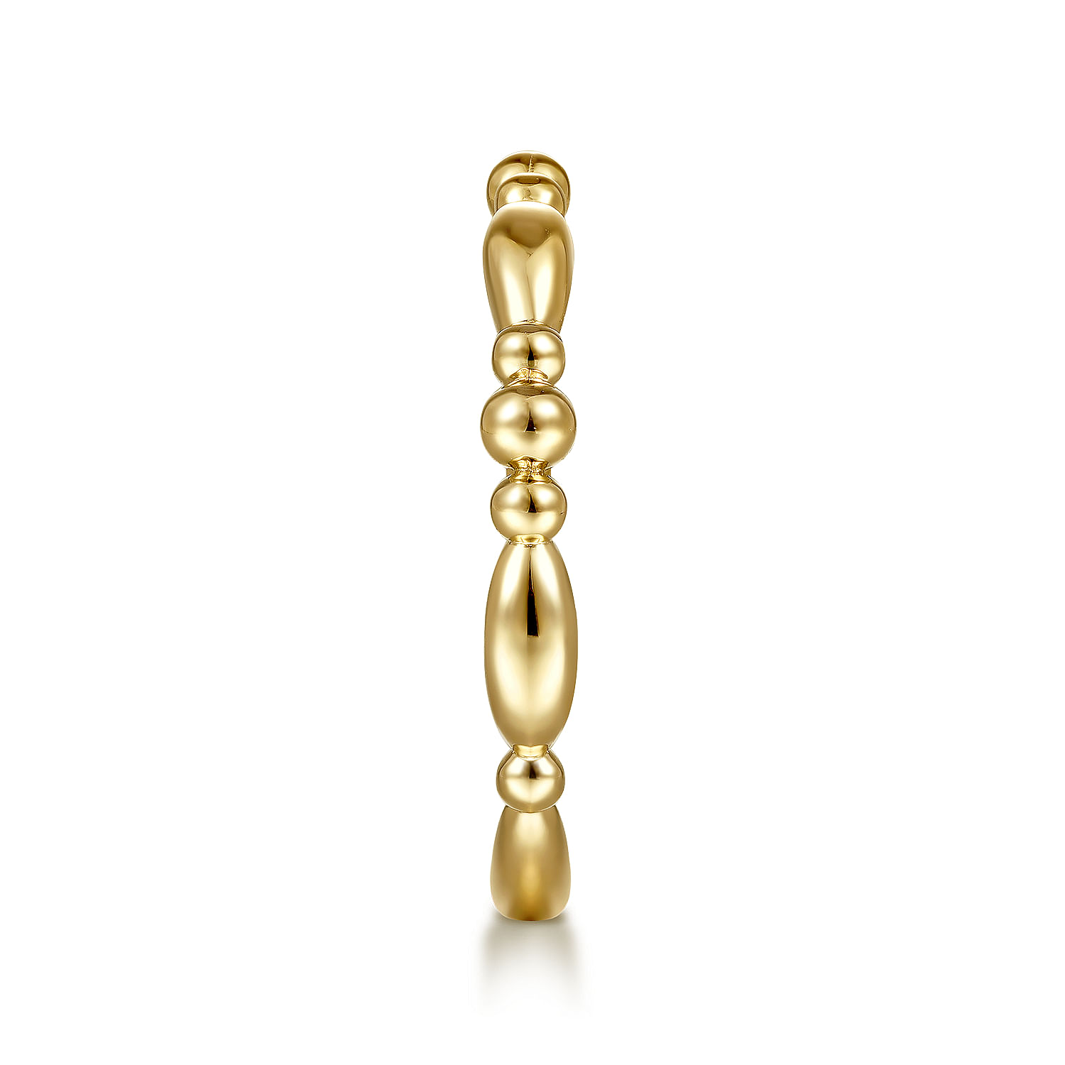 14K Yellow Gold Alternating Bar and Bujukan Bead Stackable Ring
